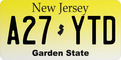 NJ license plate A27YTD