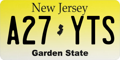 NJ license plate A27YTS