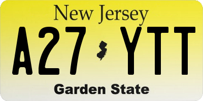 NJ license plate A27YTT