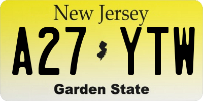 NJ license plate A27YTW