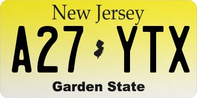 NJ license plate A27YTX