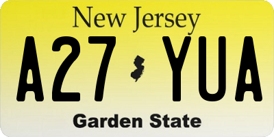 NJ license plate A27YUA