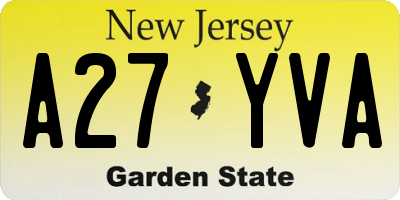 NJ license plate A27YVA