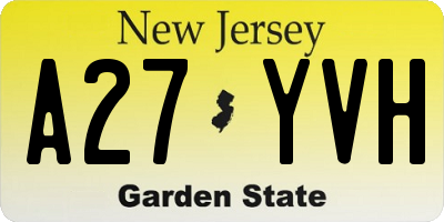 NJ license plate A27YVH