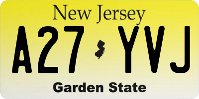 NJ license plate A27YVJ