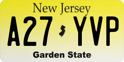 NJ license plate A27YVP