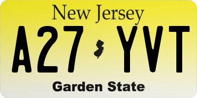 NJ license plate A27YVT