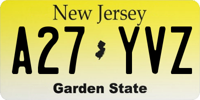 NJ license plate A27YVZ