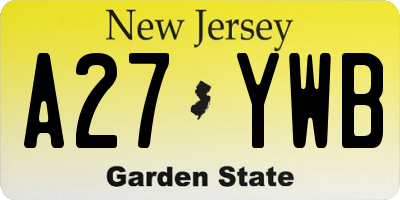 NJ license plate A27YWB