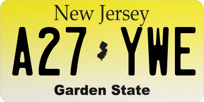 NJ license plate A27YWE