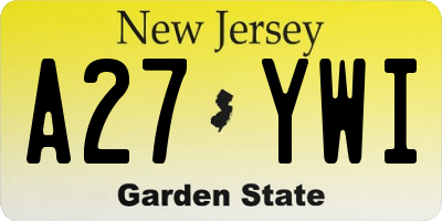 NJ license plate A27YWI