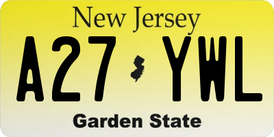 NJ license plate A27YWL