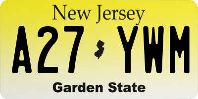 NJ license plate A27YWM