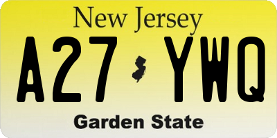 NJ license plate A27YWQ
