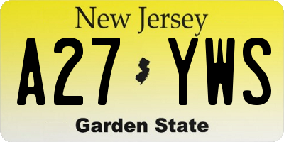 NJ license plate A27YWS