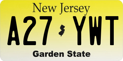 NJ license plate A27YWT