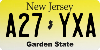 NJ license plate A27YXA