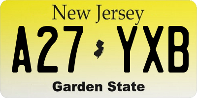 NJ license plate A27YXB