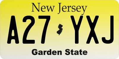 NJ license plate A27YXJ