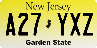 NJ license plate A27YXZ