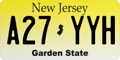 NJ license plate A27YYH