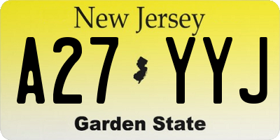 NJ license plate A27YYJ