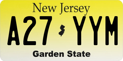 NJ license plate A27YYM