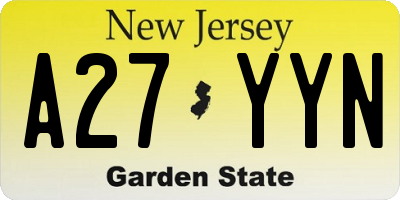 NJ license plate A27YYN