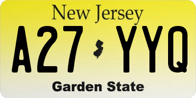 NJ license plate A27YYQ