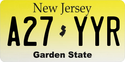 NJ license plate A27YYR
