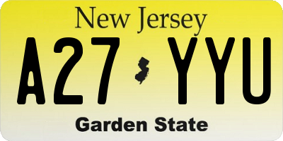 NJ license plate A27YYU