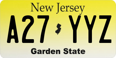 NJ license plate A27YYZ