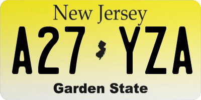 NJ license plate A27YZA