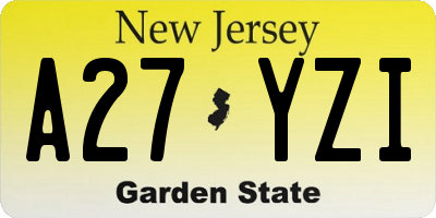 NJ license plate A27YZI