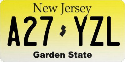 NJ license plate A27YZL
