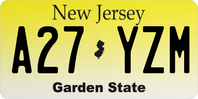NJ license plate A27YZM