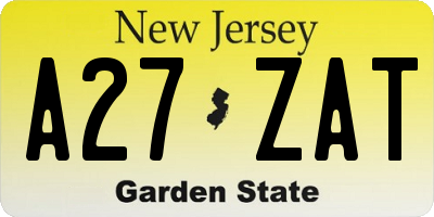 NJ license plate A27ZAT
