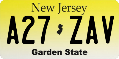NJ license plate A27ZAV