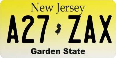 NJ license plate A27ZAX