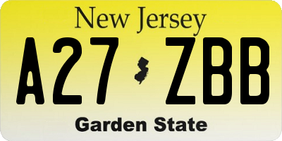 NJ license plate A27ZBB