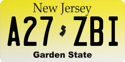 NJ license plate A27ZBI