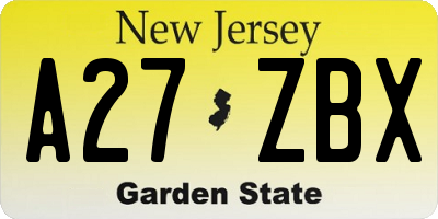 NJ license plate A27ZBX