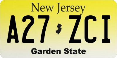 NJ license plate A27ZCI