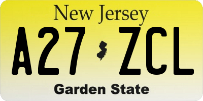NJ license plate A27ZCL