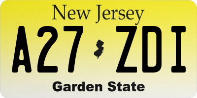 NJ license plate A27ZDI