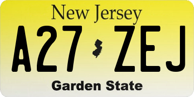 NJ license plate A27ZEJ