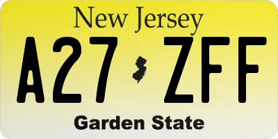 NJ license plate A27ZFF