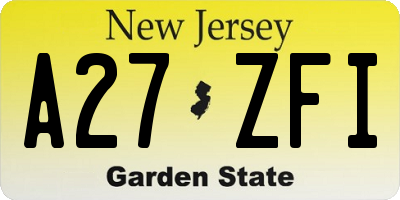 NJ license plate A27ZFI