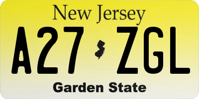 NJ license plate A27ZGL