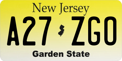NJ license plate A27ZGO